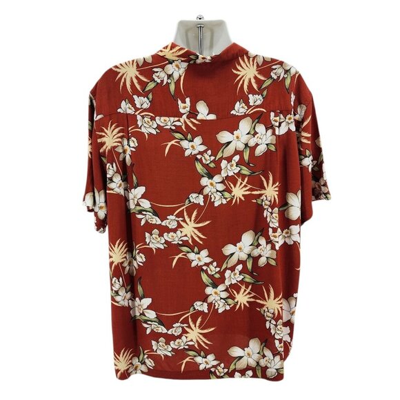 Vintage OP Ocean Pacific Tropical Floral Burnt Orange Hawaiian Shirt Mens XXL - Picture 3 of 10